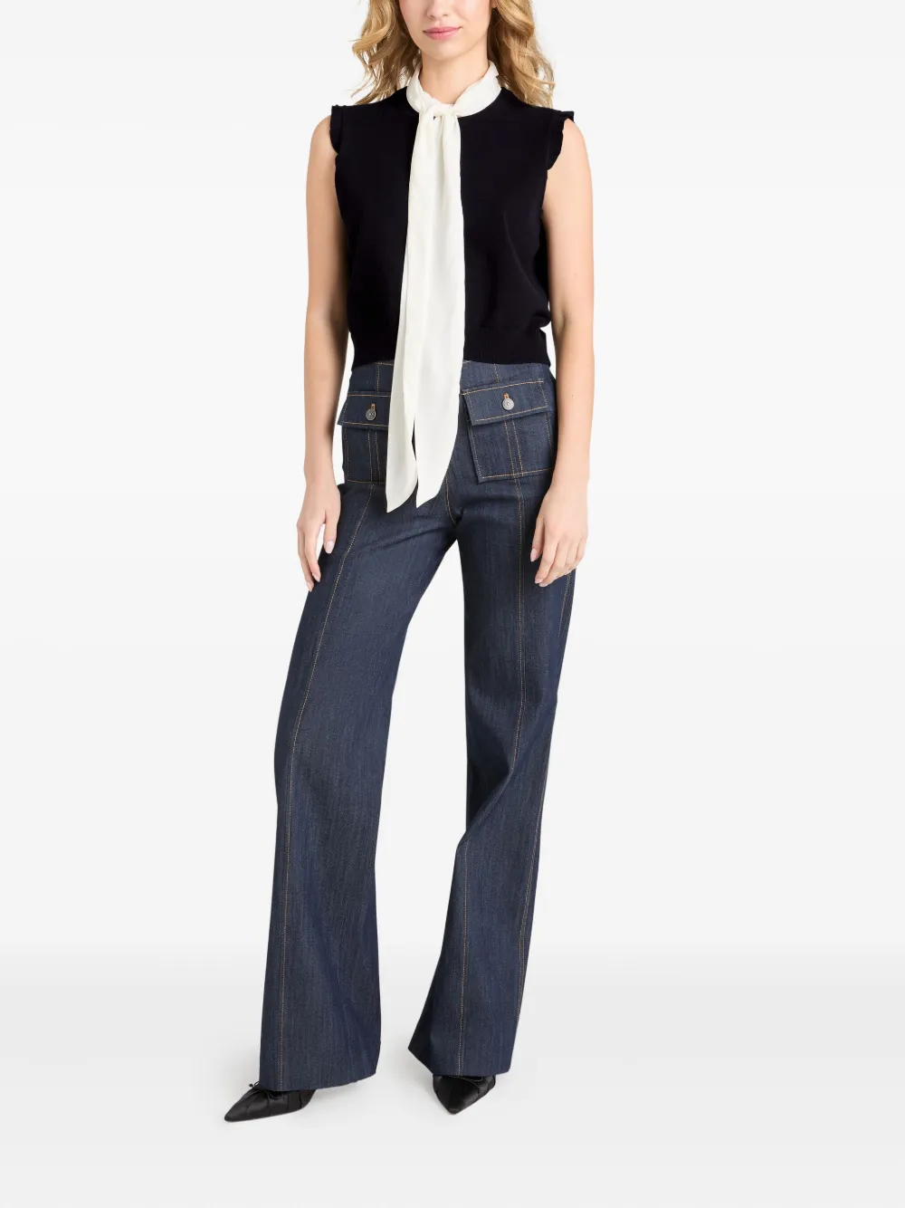 Cinq A Sept Chiara neck-tie top Zwart