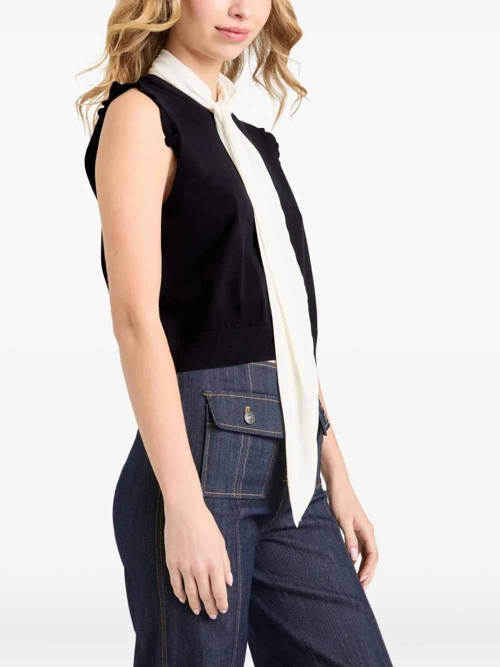 Cinq A Sept Chiara neck-tie top Zwart