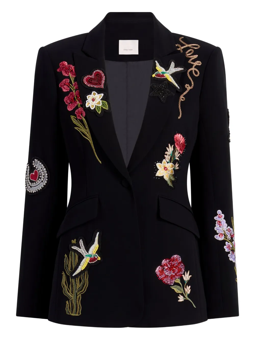 Cinq A Sept Amour-embroidered embellished blazer Zwart