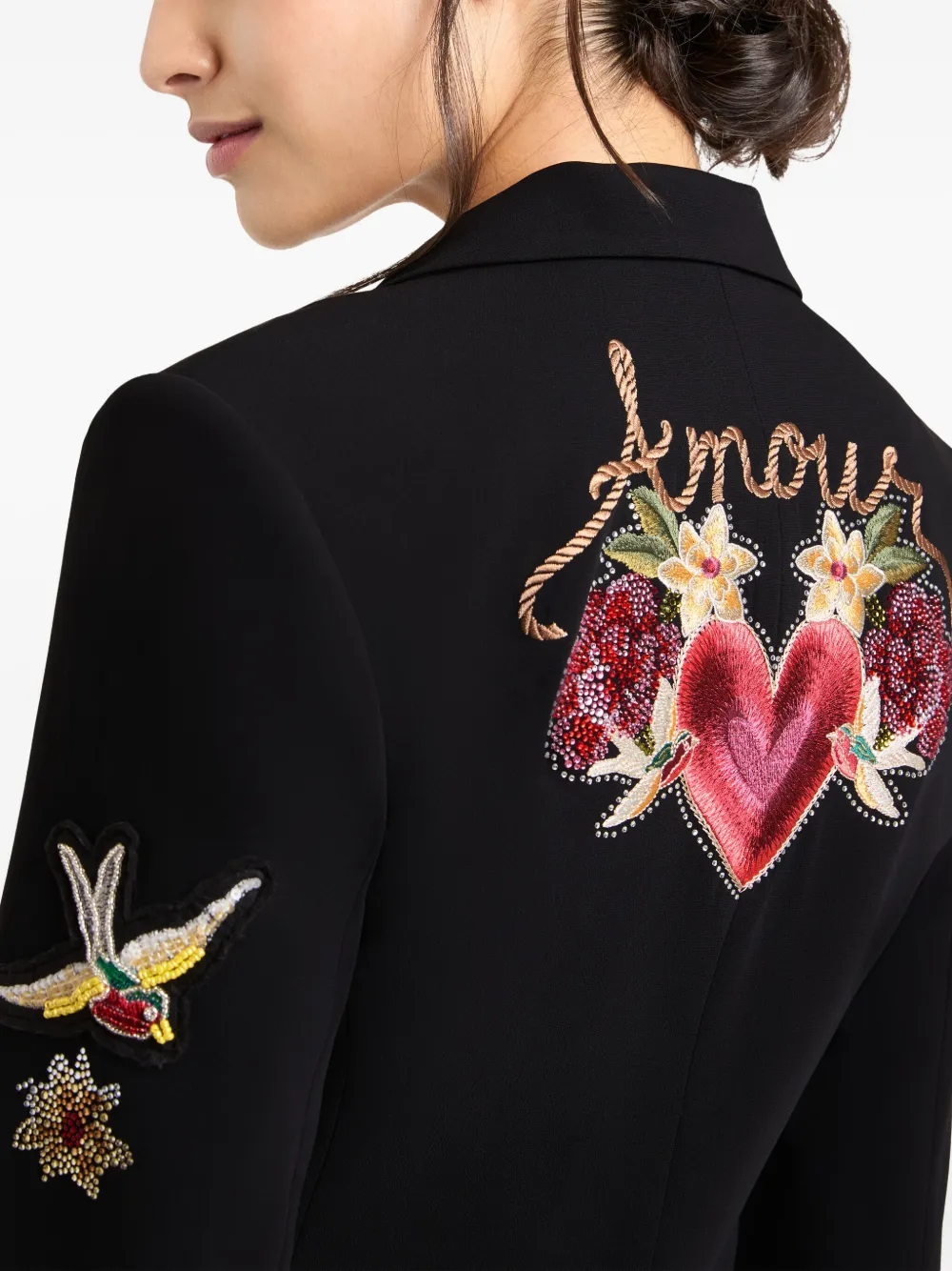 Cinq A Sept Amour-embroidered embellished blazer Zwart