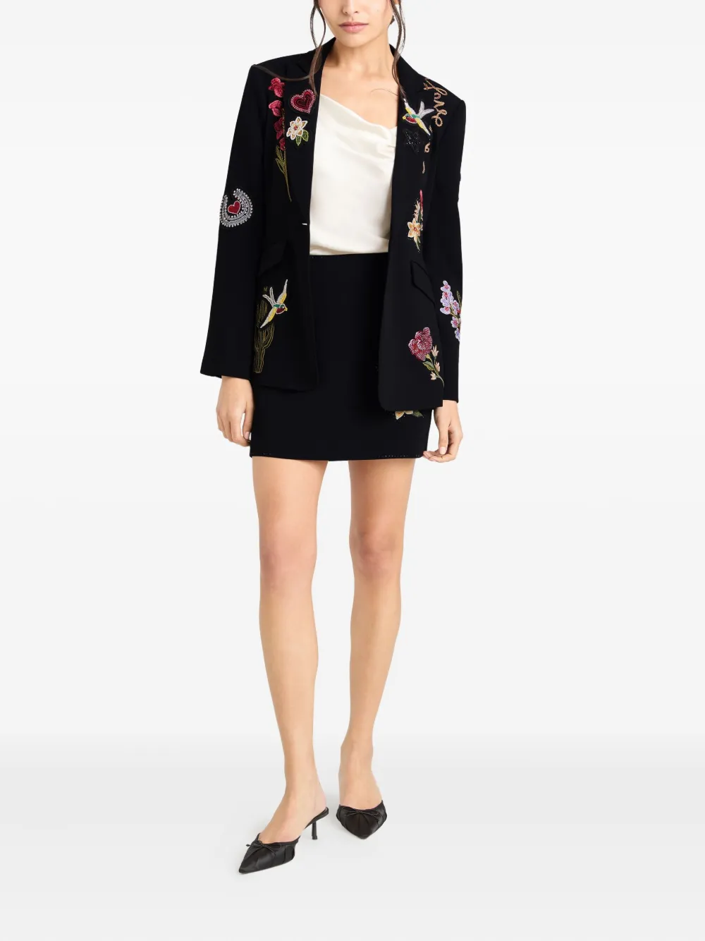 Cinq A Sept Amour-embroidered embellished blazer Zwart