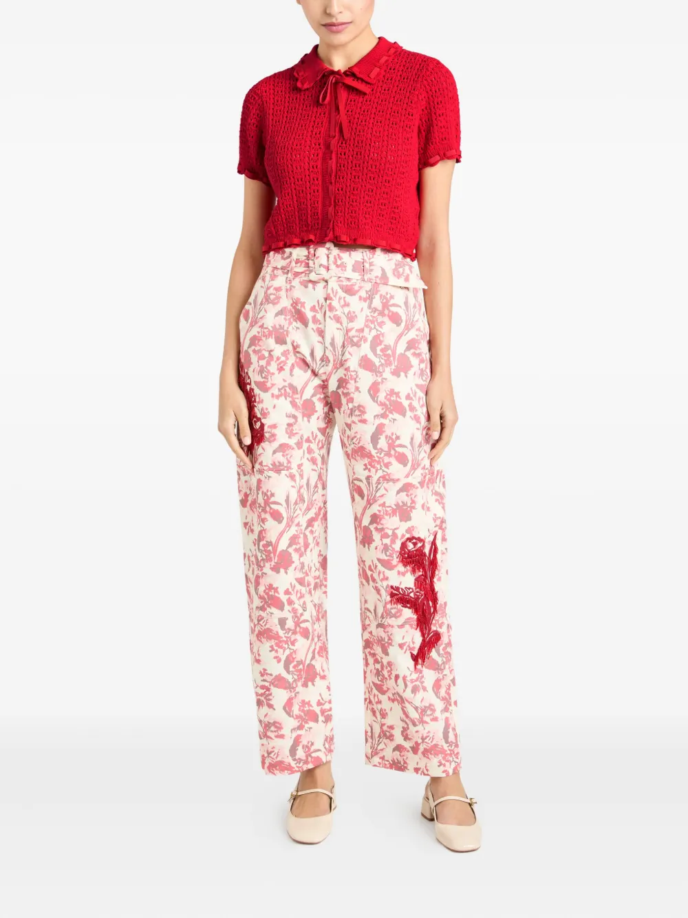 Cinq A Sept Ginevra crochet top Rood