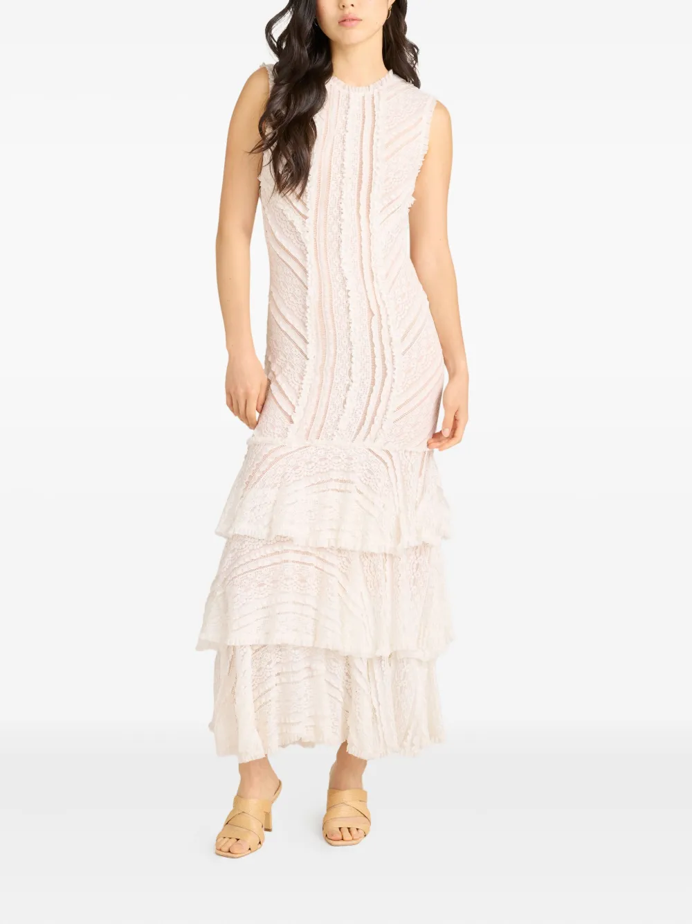 Cinq A Sept Maceio maxi-jurk met ruches Beige