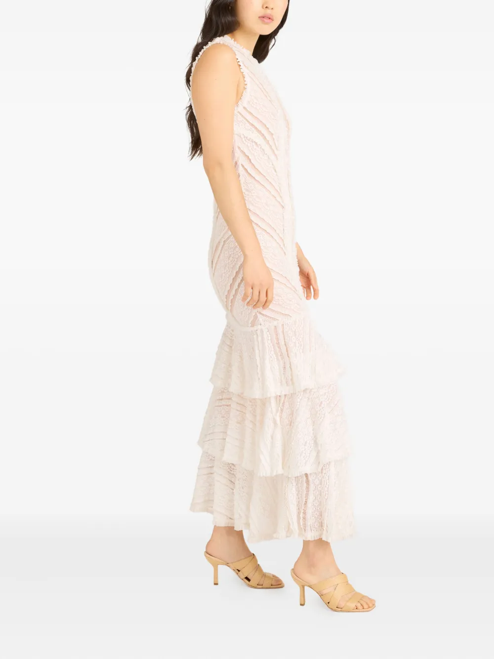 Cinq A Sept Maceio maxi-jurk met ruches Beige