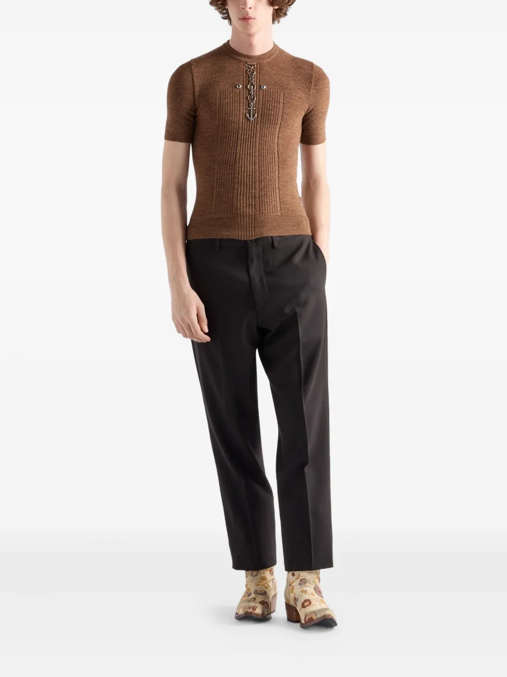 Prada Wollen broek met knoopsluiting - Bruin