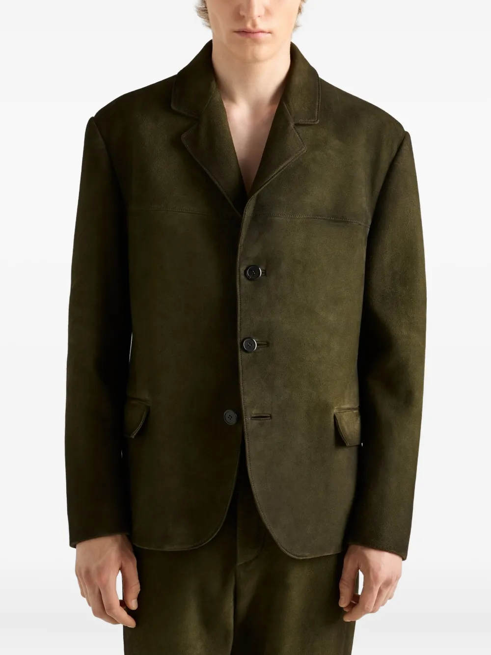 Prada Blazer met gekerfde revers en drie knopen Groen