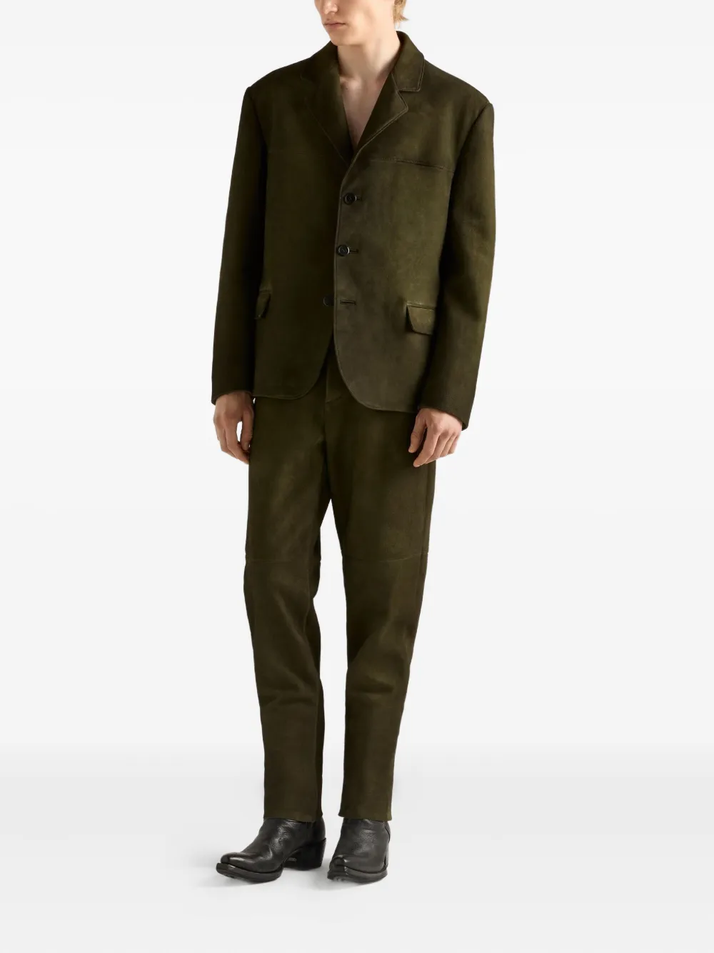 Prada Blazer met gekerfde revers en drie knopen Groen