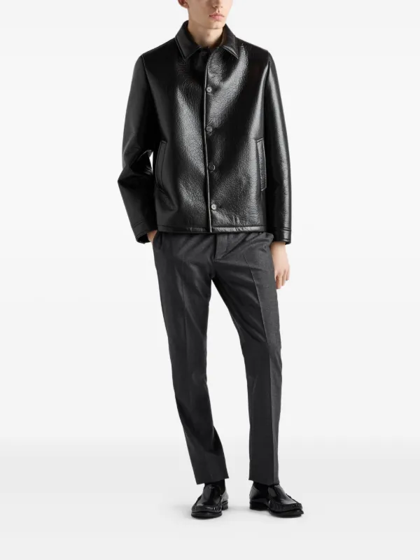 Prada Jaqueta De Couro | Preto | FARFETCH BR