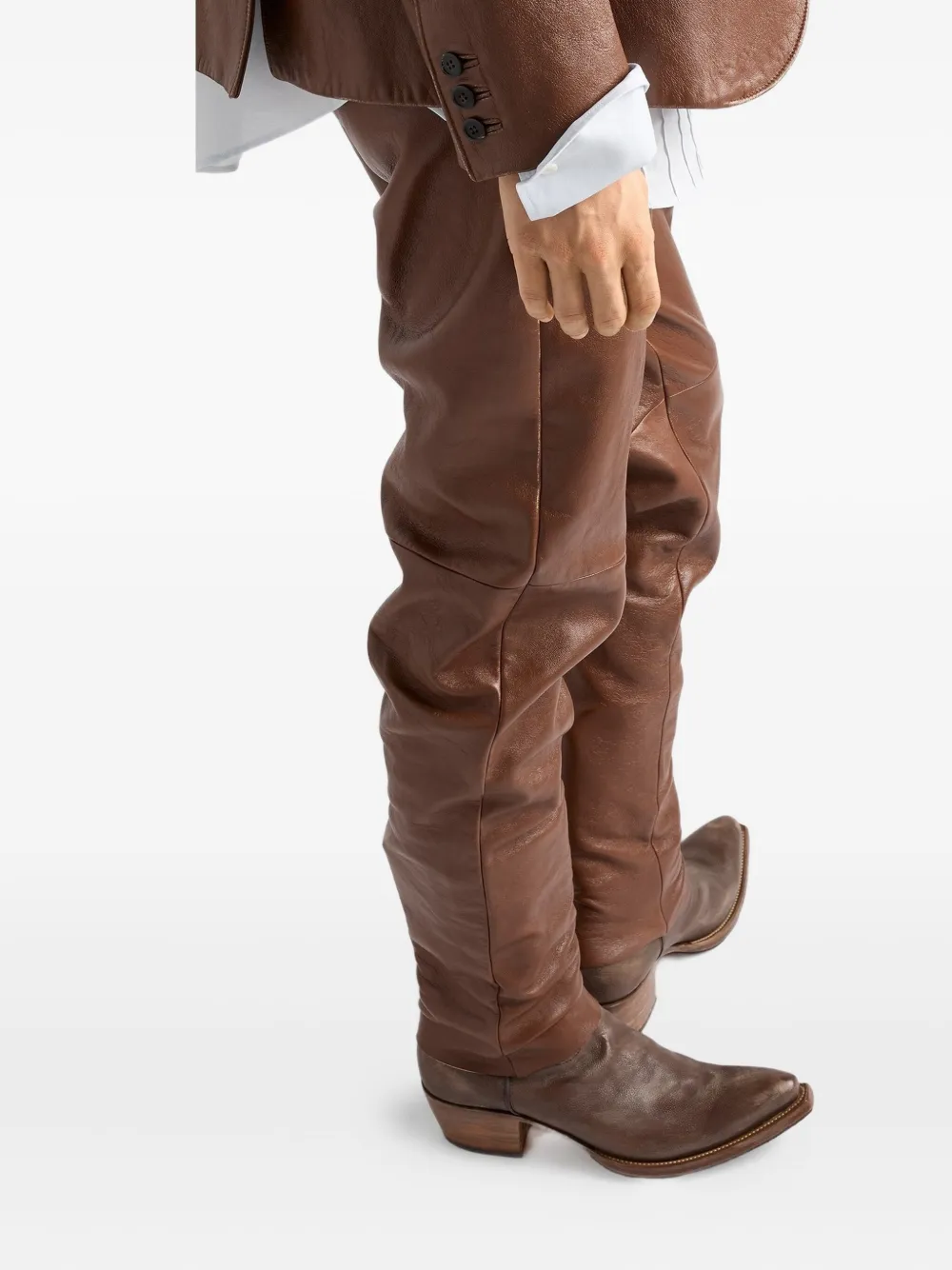 Prada Leather Trousers | Brown | FARFETCH