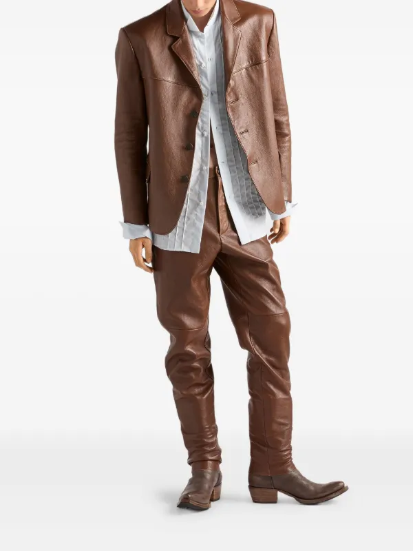 Prada Leather Trousers | Brown | FARFETCH