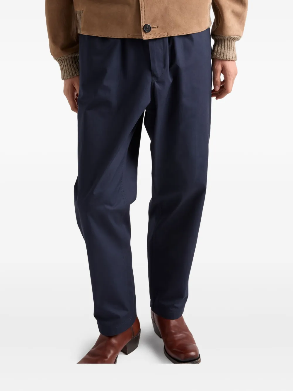 Prada elasticated-waistband straight trousers Blauw