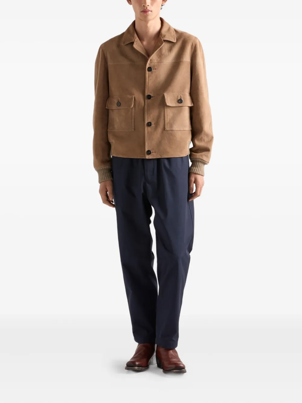 Prada elasticated-waistband straight trousers Blauw