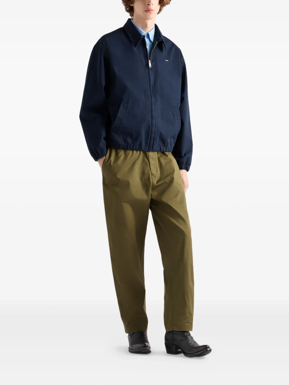 Prada triangle-logo patch-pocket trousers Groen