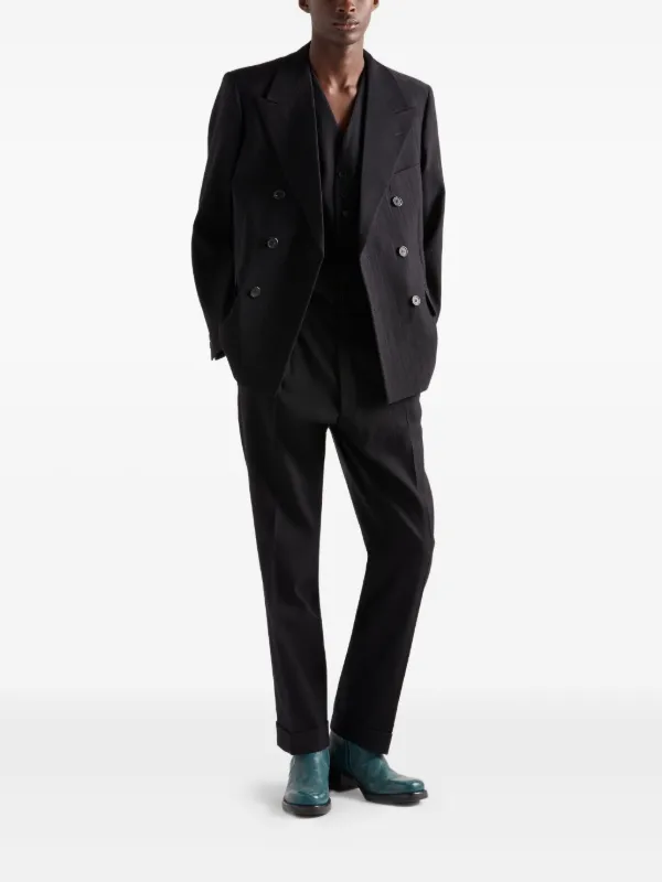 Prada Pinstripe Pleated Trousers | Black | FARFETCH