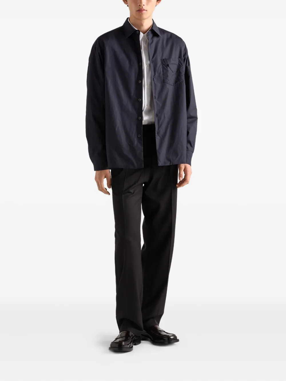 Prada triangle-logo wool trousers Zwart