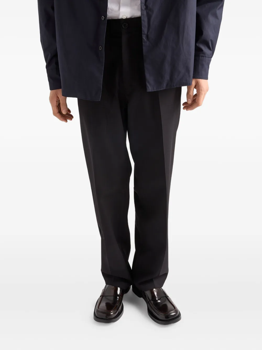 Prada triangle-logo wool trousers Zwart