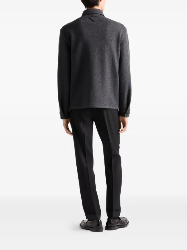 Prada triangle-logo Wool Trousers | Black | FARFETCH