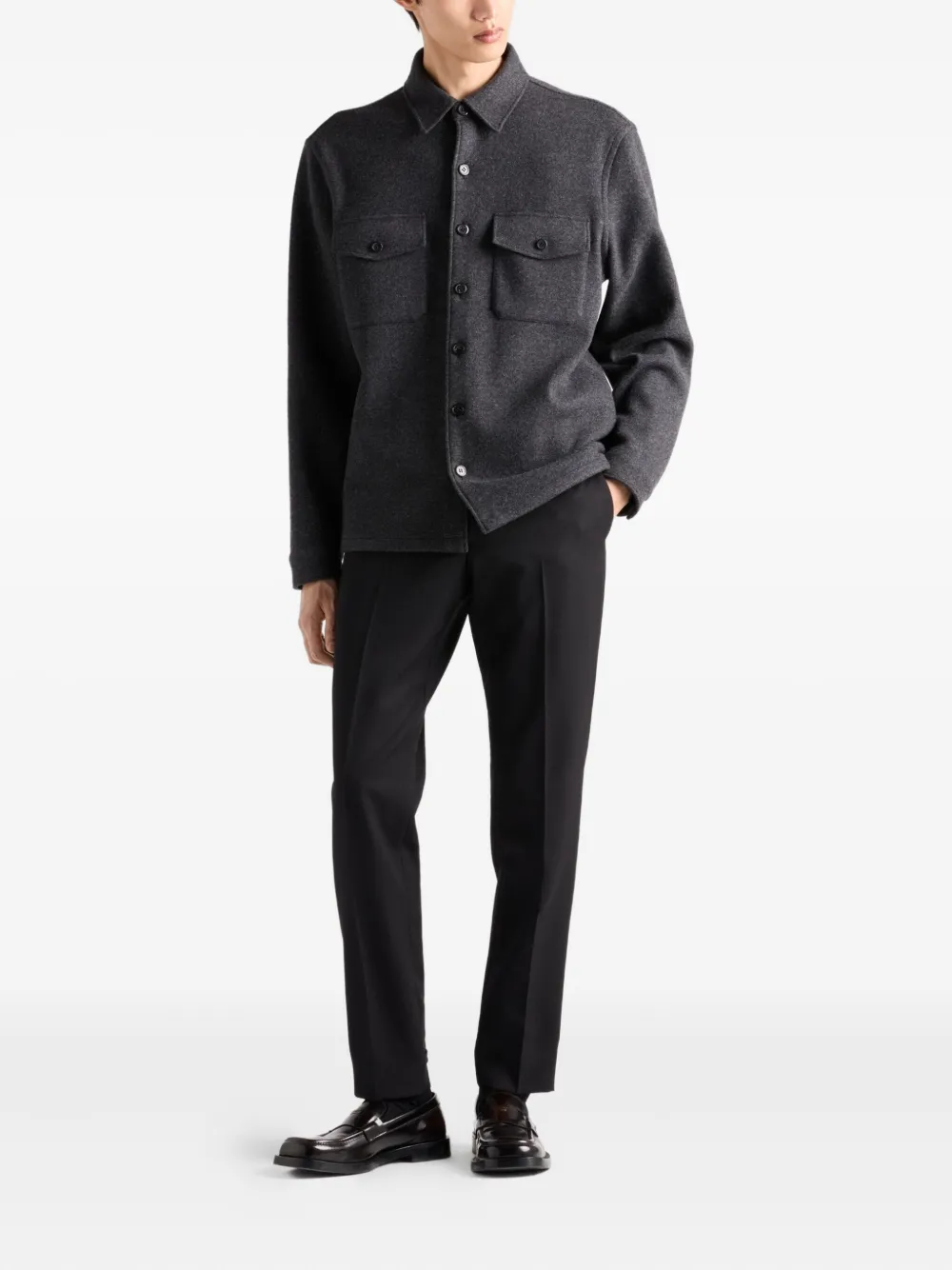 Prada Wollen broek met logo - Zwart