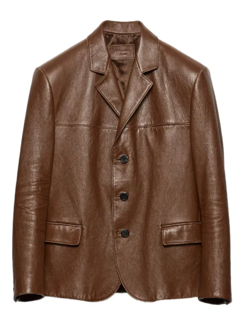 Prada veste en cuir à plaque logo