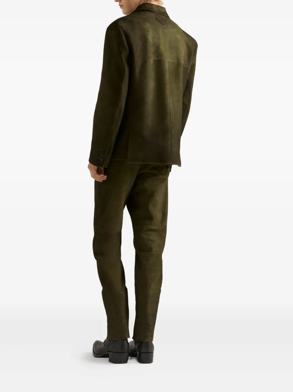 Prada Gecoate suède broek Groen