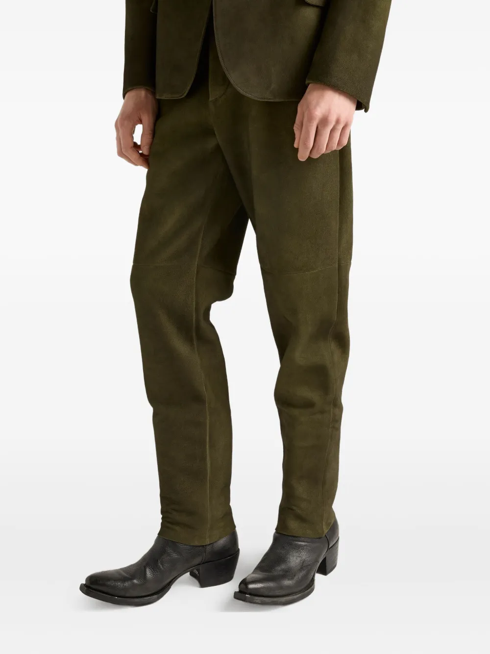 Prada Gecoate suède broek Groen