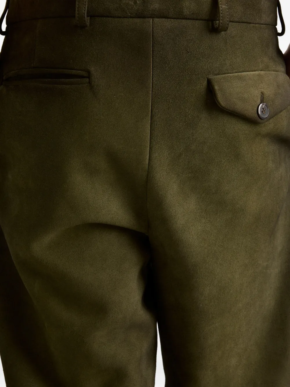 Prada Gecoate suède broek Groen