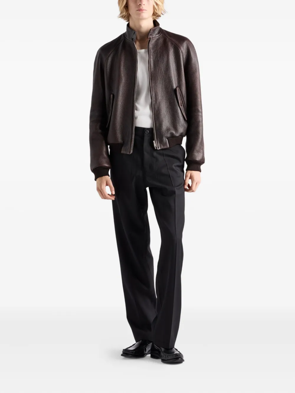 Prada Bomberjack met klepzak en raglan mouwen Bruin