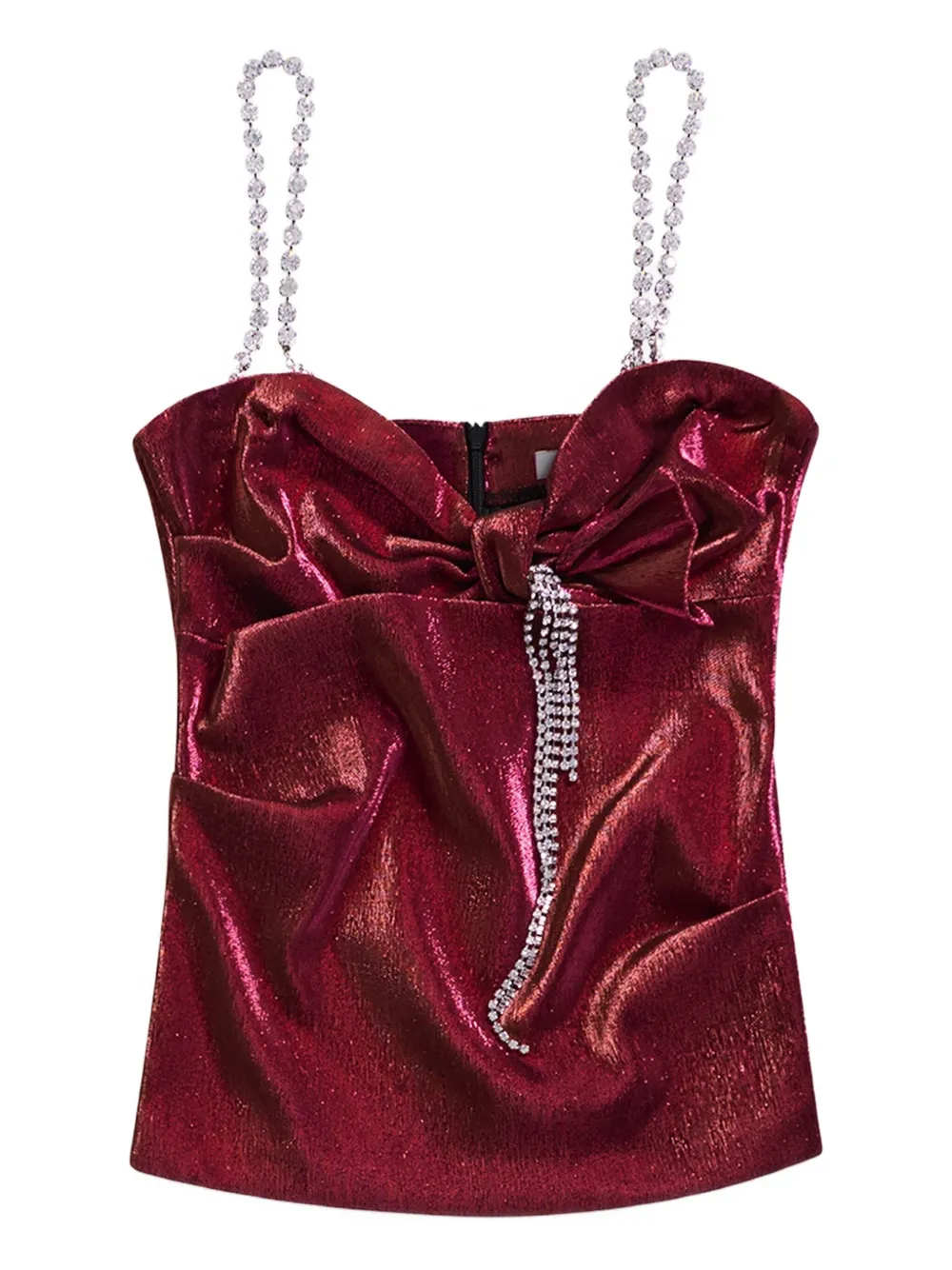 AREA crystal-embellished bow top Roze