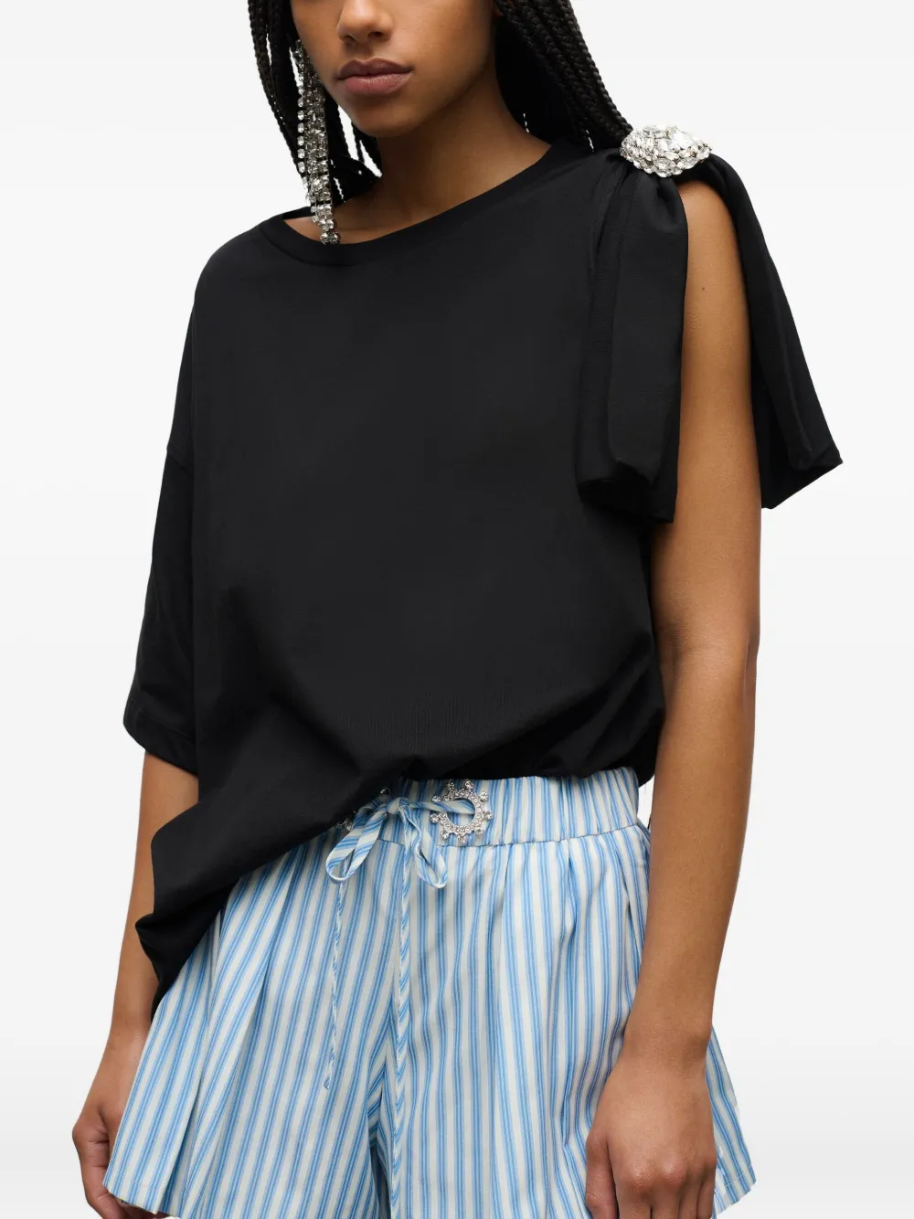 AREA pleated grommet shorts Blauw