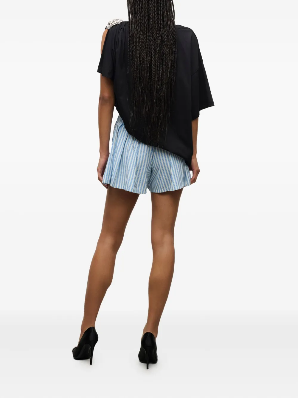 AREA pleated grommet shorts Blauw