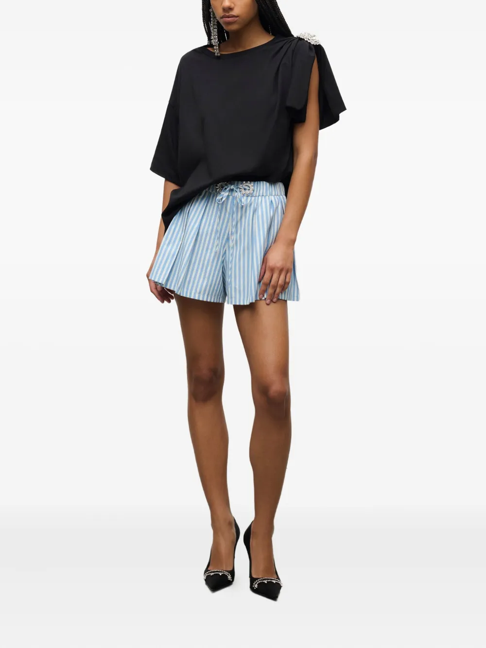 AREA pleated grommet shorts Blauw