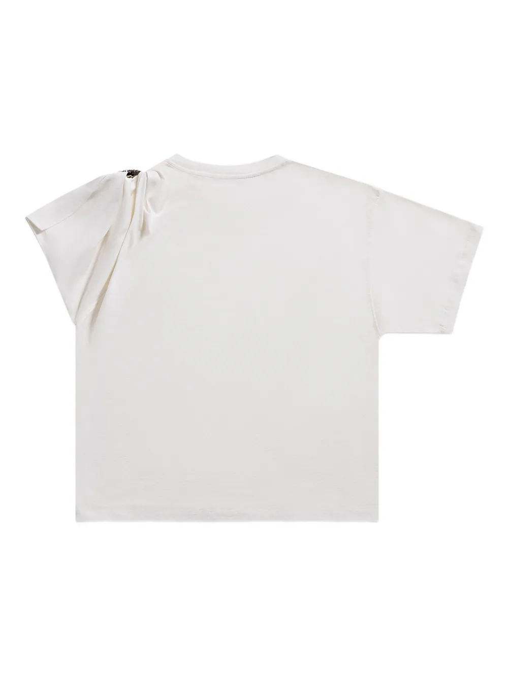 AREA T-shirt verfraaid met kristallen en gedrapeerde mouwen Wit