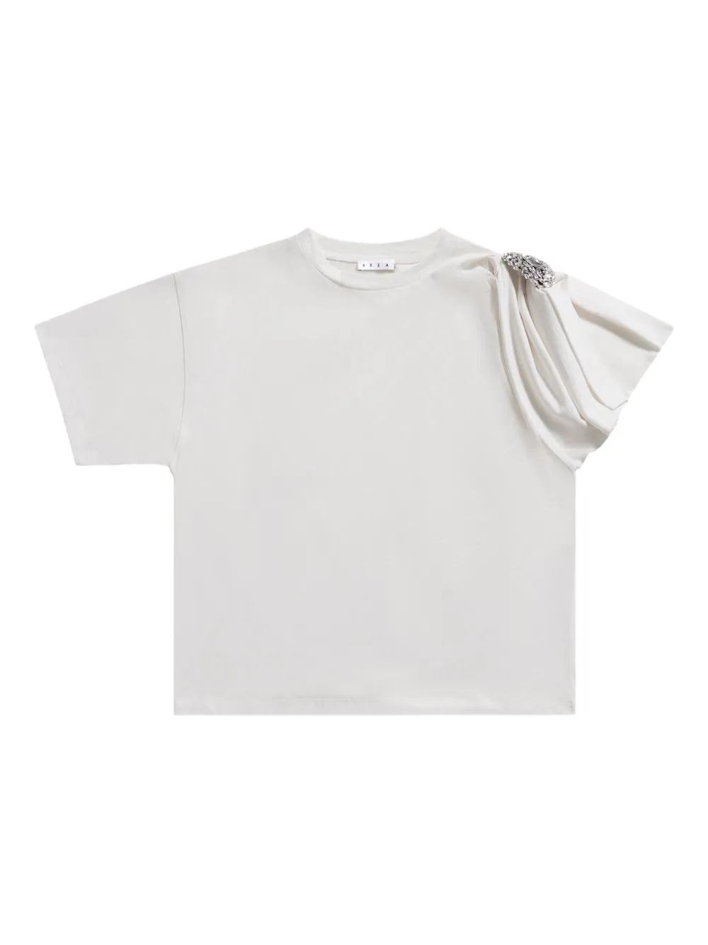Area Crystal-embellished Draped-sleeve T-shirt In White
