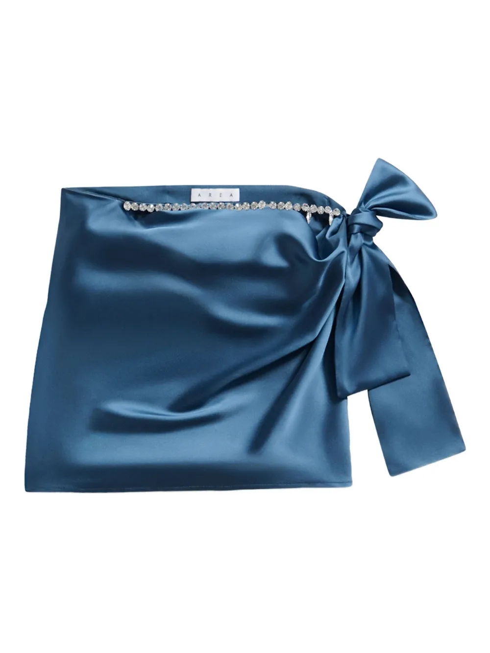 AREA crystal-embellished satin mini skirt Blauw