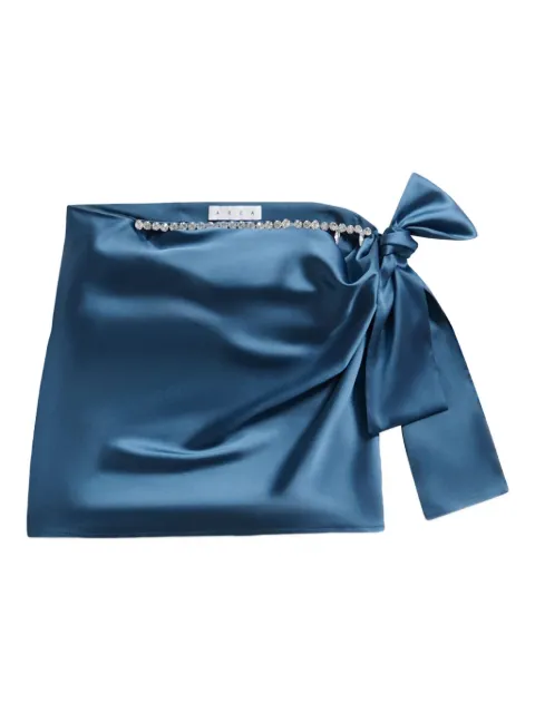 AREA crystal-embellished satin mini skirt