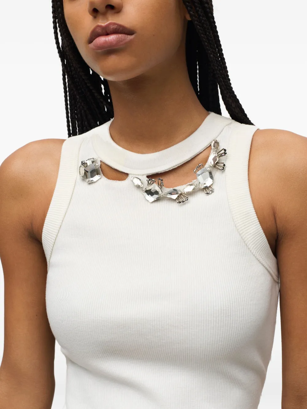 AREA Tanktop verfraaid met kristallen Wit