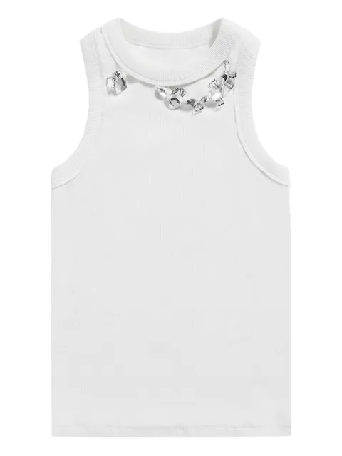 AREA crystal-embellished ribbed tank top