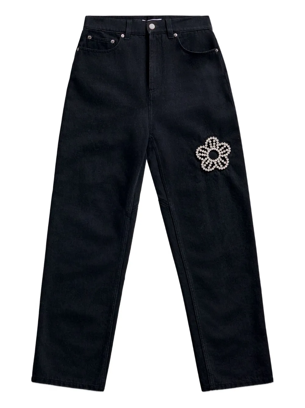 AREA crystal-flower jeans | Black | Image 1
