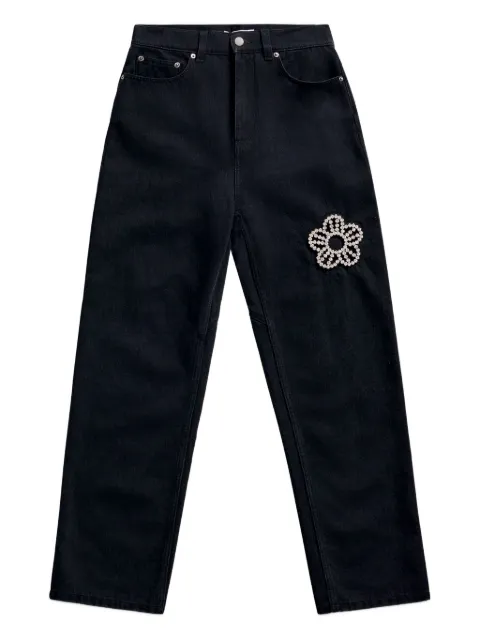 AREA crystal-flower jeans