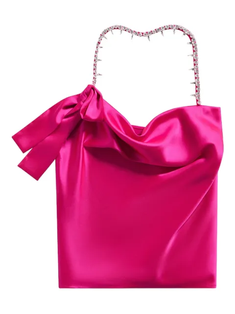 AREA Neckholder-Top mit Kristallen