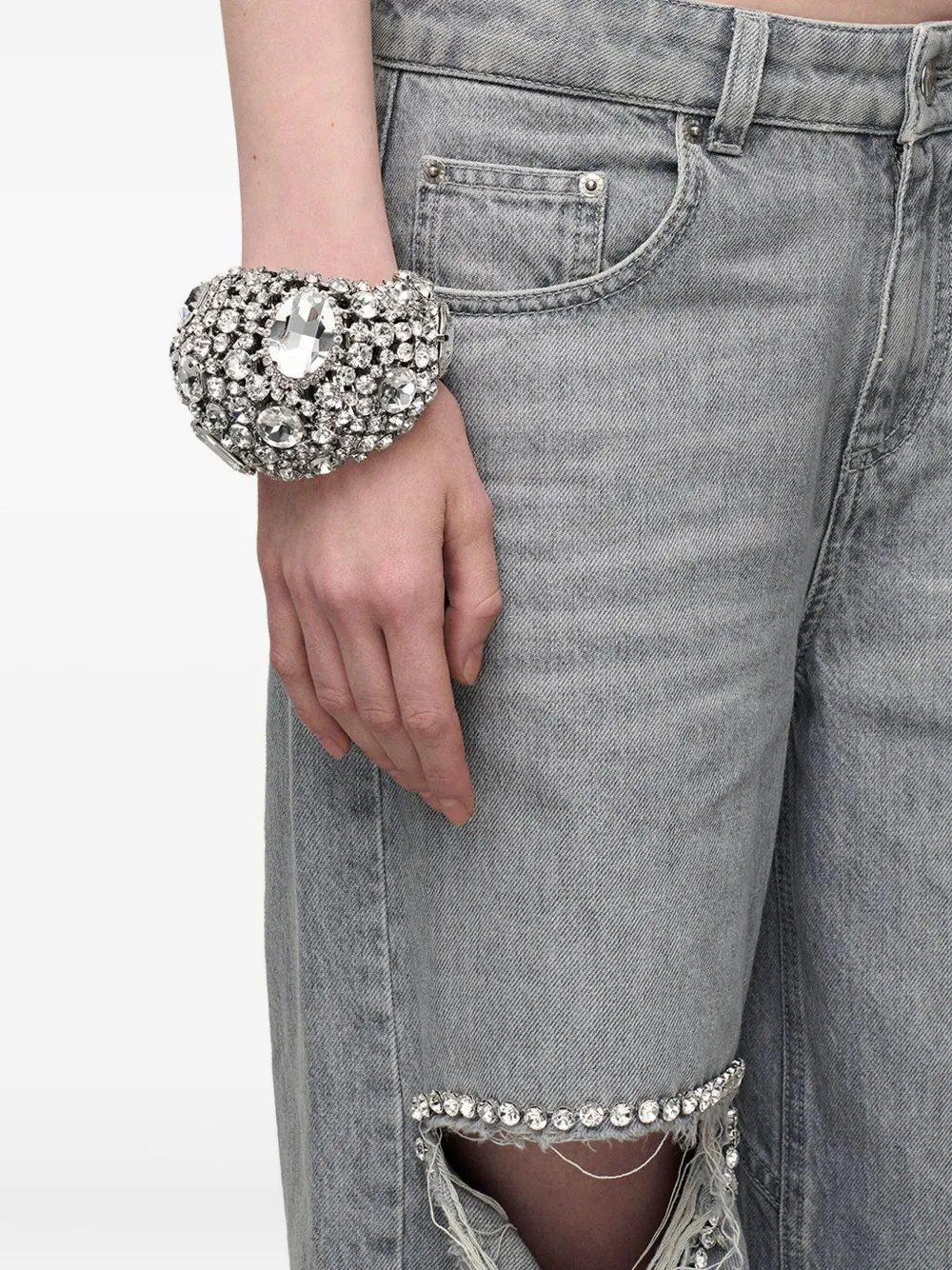 Area Crystal Cluster Cuff Bracelet In Silver