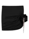 AREA crystal-embellished draped mini skirt - Black