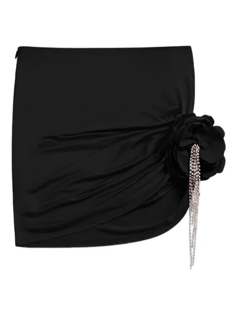 AREA crystal-embellished draped mini skirt