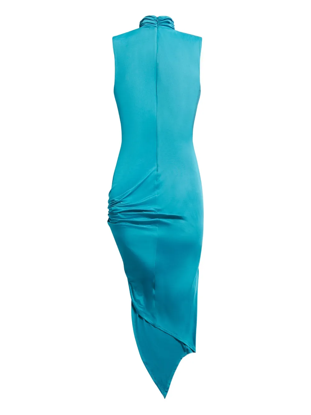 AREA Gedrapeerde midi-jurk verfraaid met kristallen Blauw