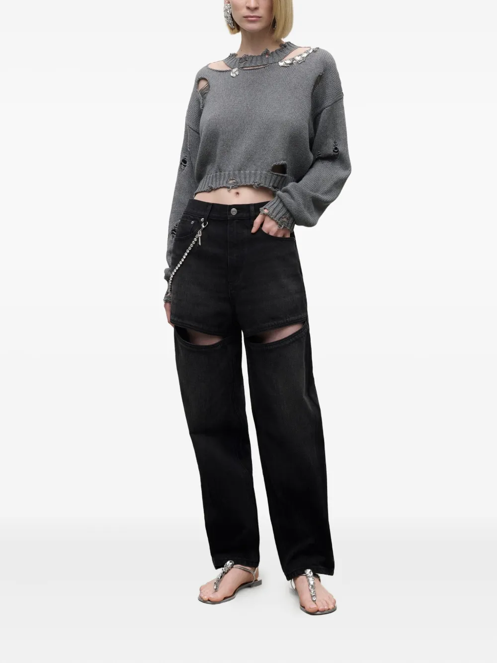 AREA Distressed-Pullover mit Kristallen | Pullover | Image 2
