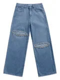 AREA crystal-embellished pocket jeans - Blue