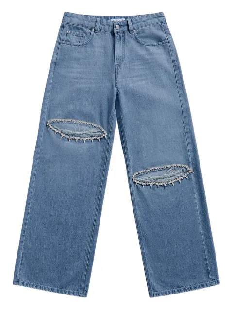 AREA crystal-embellished pocket jeans