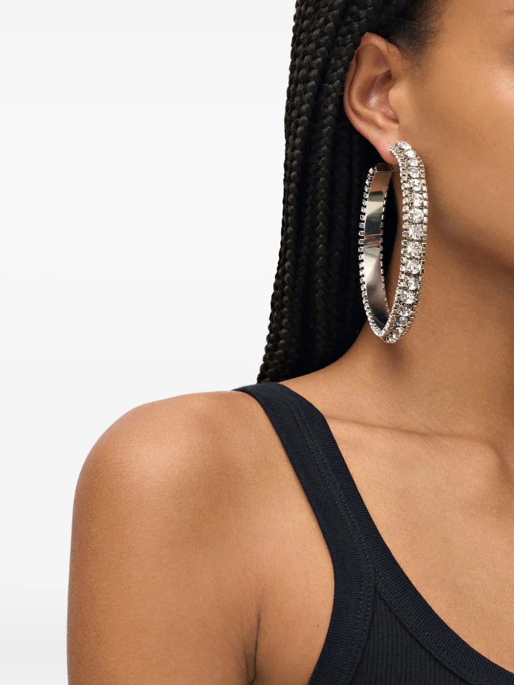 Large Crystal-Embellished Hoop Earrings