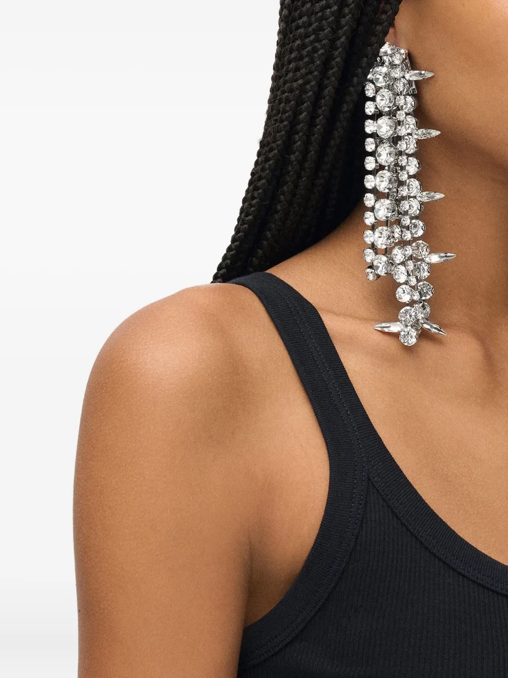 Area Crystal-embellished Fringe Drop Earrings In Metallic