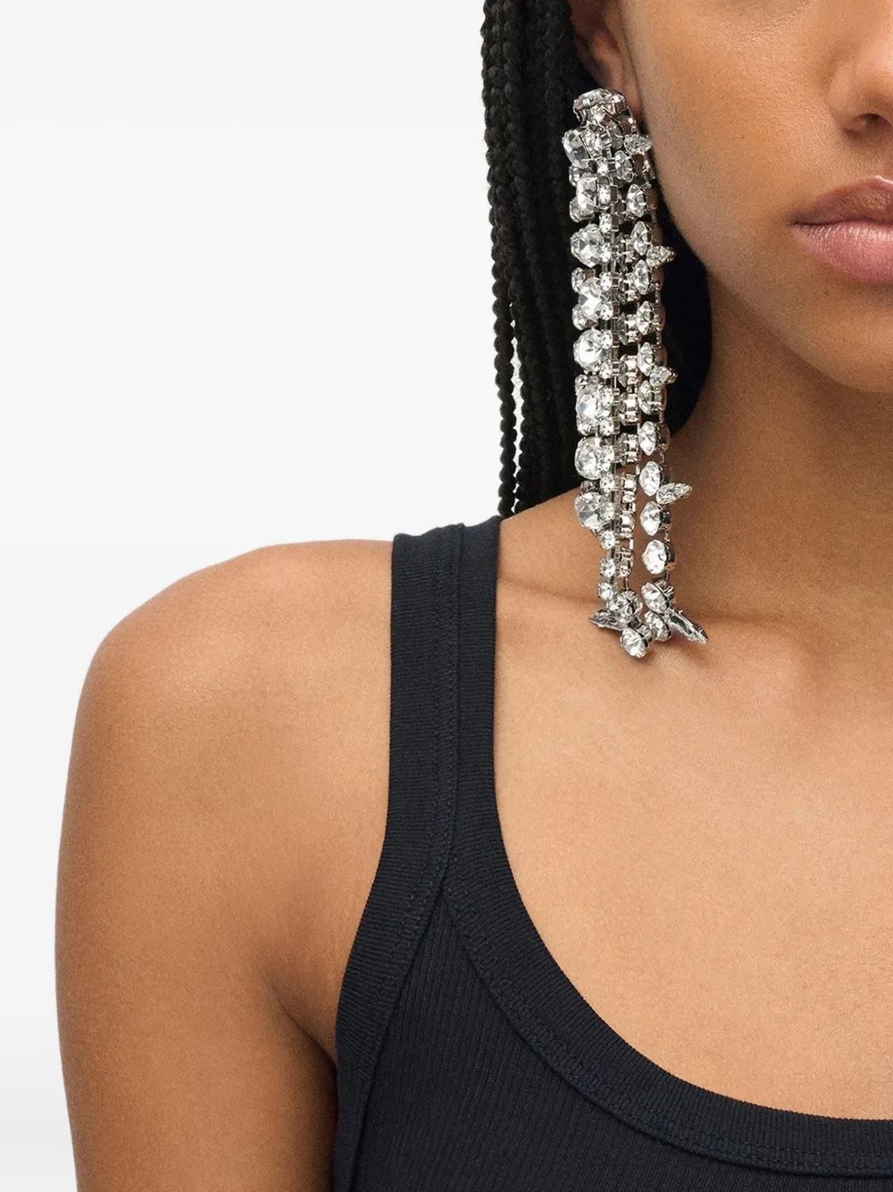 AREA crystal-embellished fringe drop earrings - Zilver